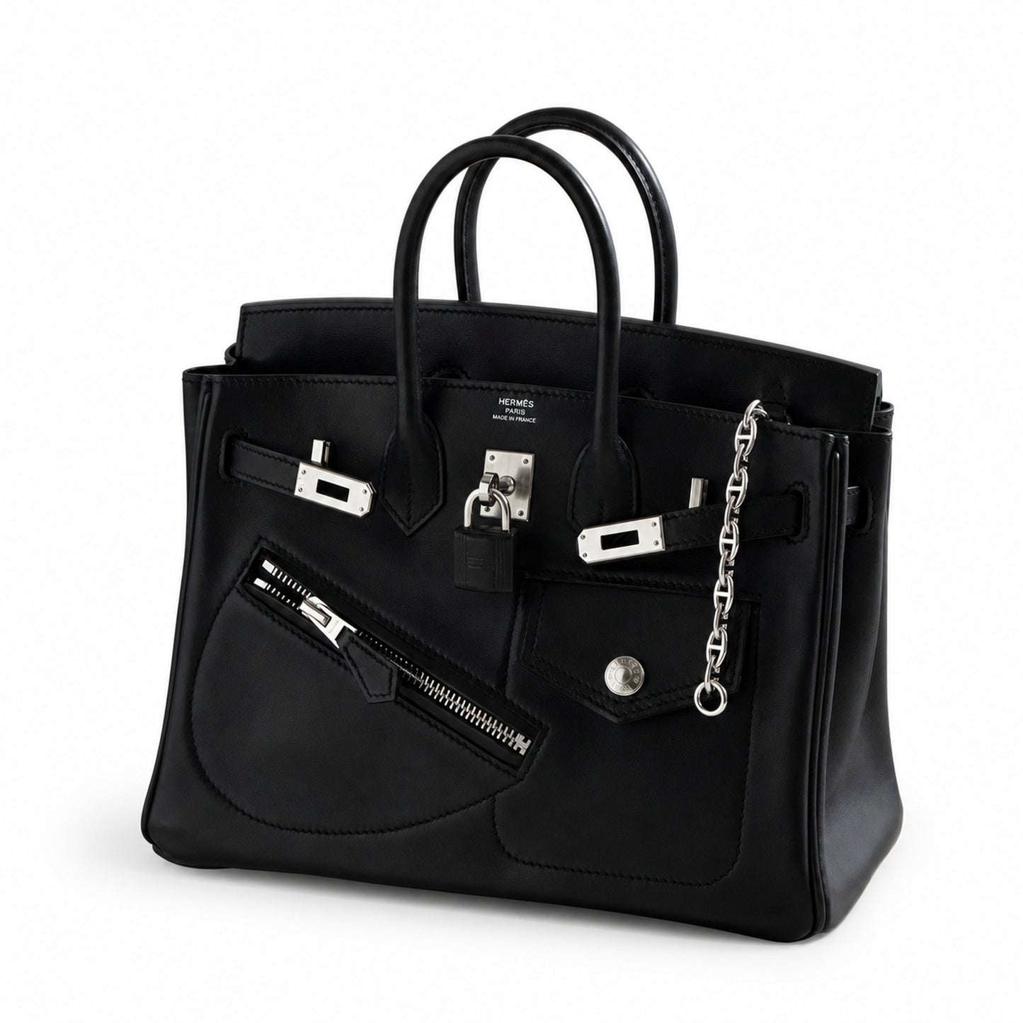 Birkin 25 Rock Sellier in Noir Swift Leather (Palladium Hardware)