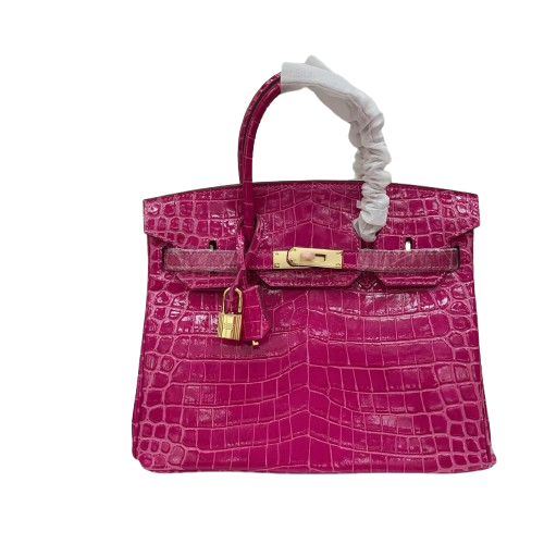 Birkin 30 Rose Pourpre Shiny Niloticus Crocodile Gold Hardware
