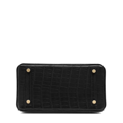 Black Matte Alligator Baby Birkin 20cm Gold Hardware