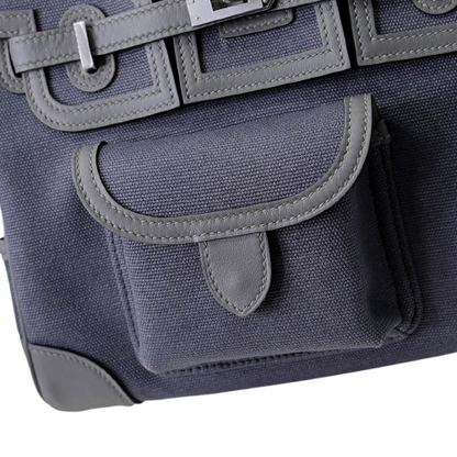 Birkin Cargo 25 Etain Grey Swift Leather and Canvas Splicing Bag