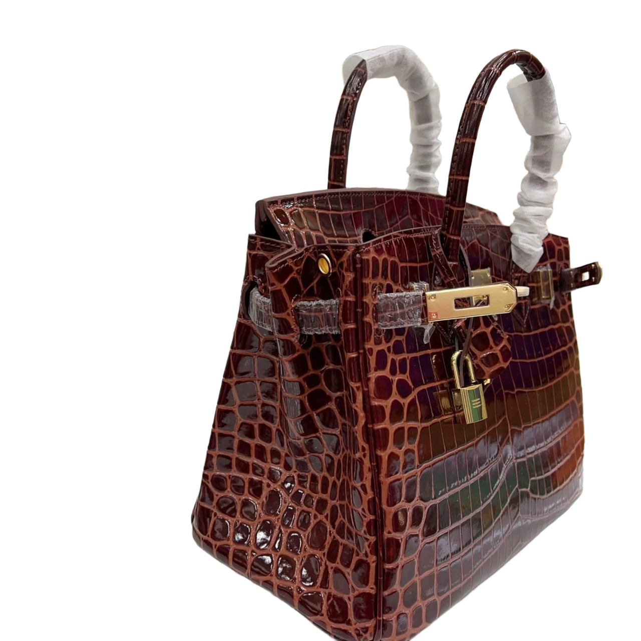 Birkin Style 25/30 Retourne in Rouge H Crocodile-Embossed Leather (Gold Hardware)