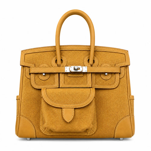 Birkin Cargo 25 in Sesame Toile Goéland and Swift Leather (Palladium Hardware)