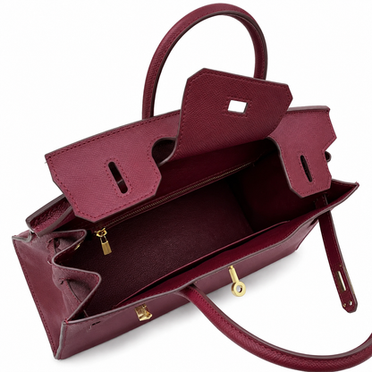 Birkin Style 25/30 Sellier in Bordeaux Epsom Leather (Gold Hardware)