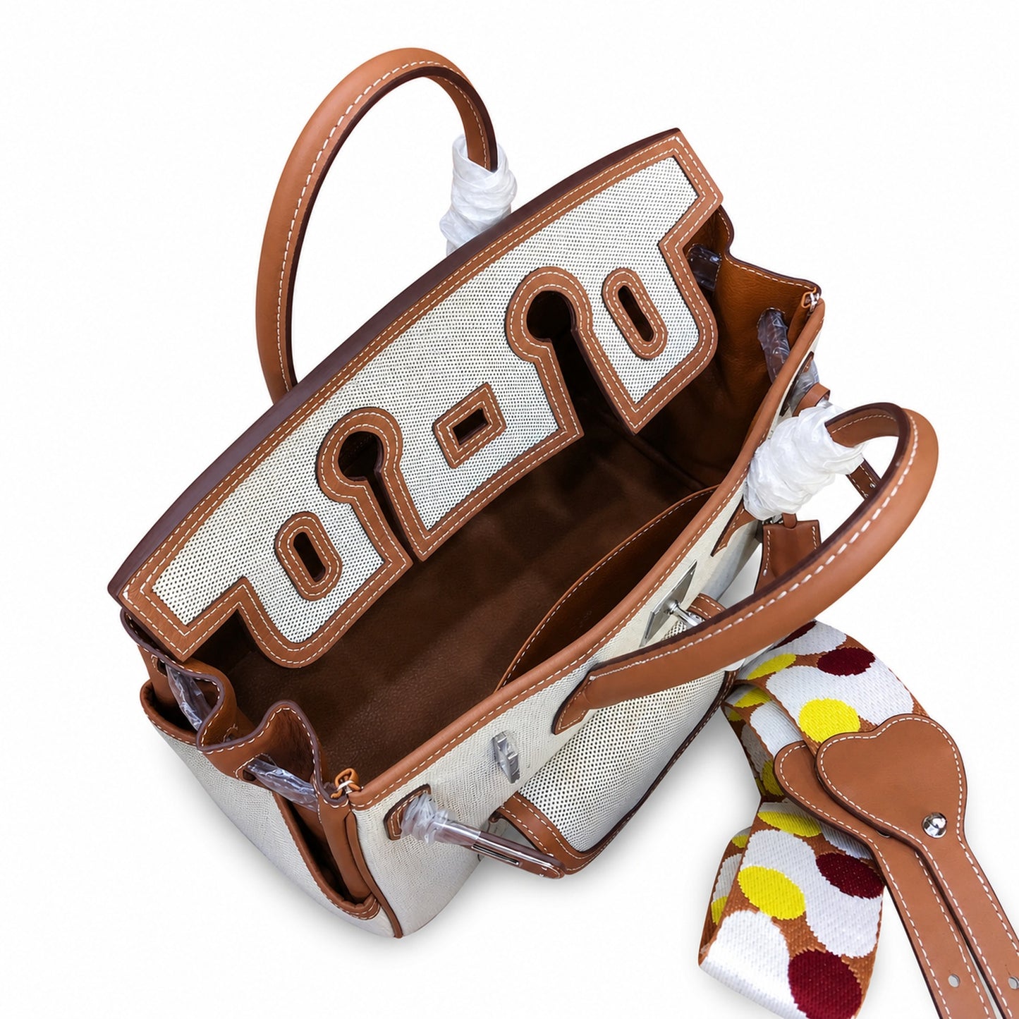 Birkin Cargo 30 Gold Swift Leather and Ecru Canvas Multi-Pocket Bag