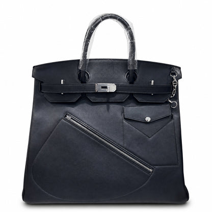 Birkin 40 Rock Sellier in Noir Swift Leather (Palladium Hardware)