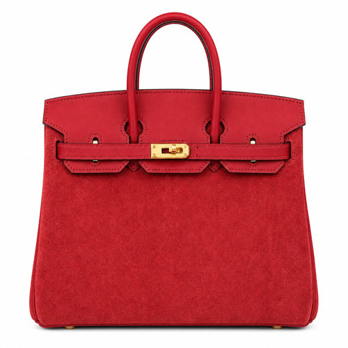 Rare Runaway Birkin 25cm Grizzly Rouge Casaque Suede Luxury Tote