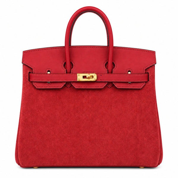 Rare Runaway Birkin 25cm Grizzly Rouge Casaque Suede Luxury Tote