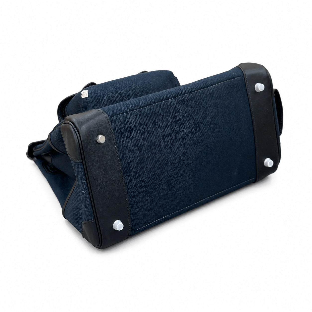 Birkin Cargo 35 in Bleu Nuit Toile Goéland and Noir Swift Leather (Palladium Hardware)