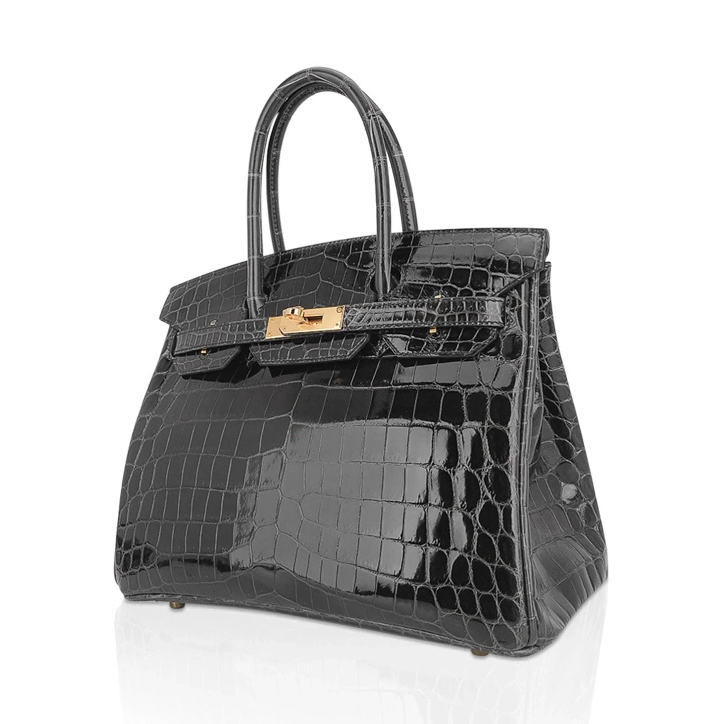 Birkin Bag, Crocodile-Grain Top-Grain Cowhide Leather, In-Seam Gold Hardware