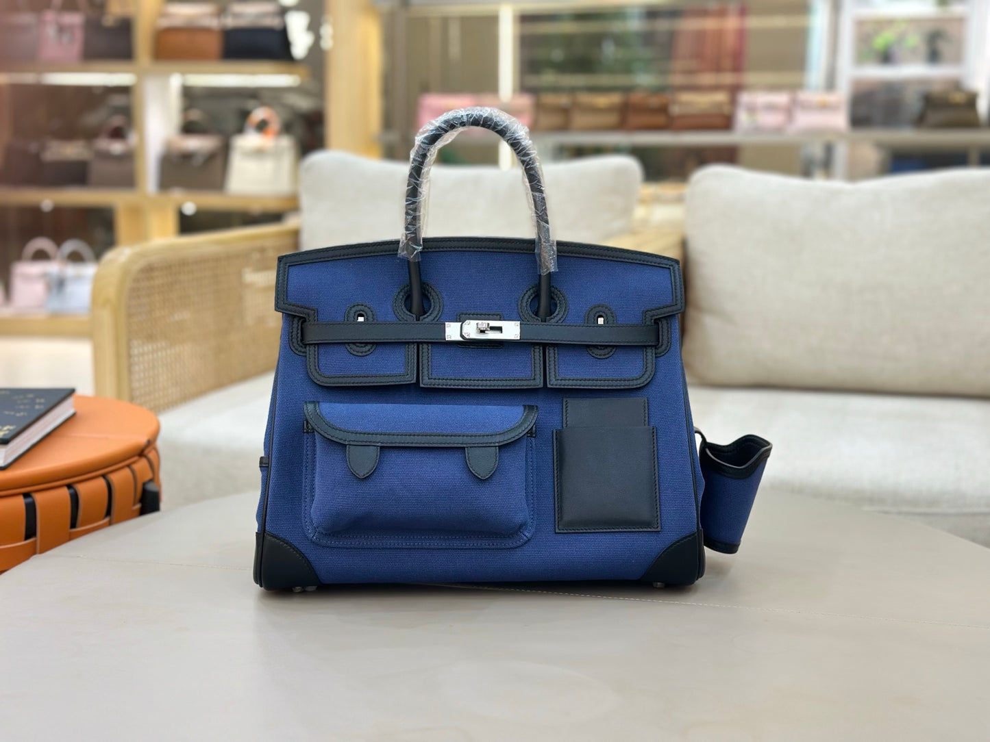 Navy Blue Palladium Hardware Bag