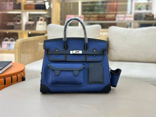 Navy Blue Palladium Hardware Bag