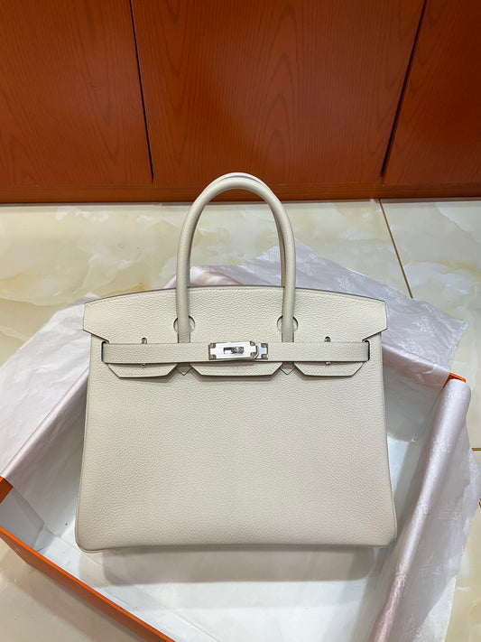 Milkshake White Epsom Leather Luxury Handbag Silver Hardware Bag