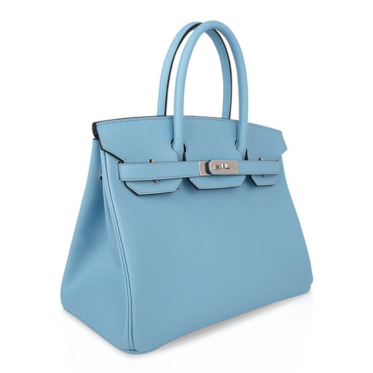 Sky Blue Macaron Celeste Epsom Palladium Hardware