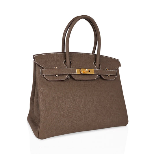 Classic Taupe Brown Top-Handle Bag with Gold Hardware | Refined Neutral Carryall