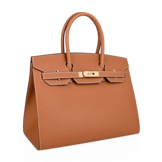 Gold Veau Graine Tote | Sleek Neutral Luxury Everyday Handbag