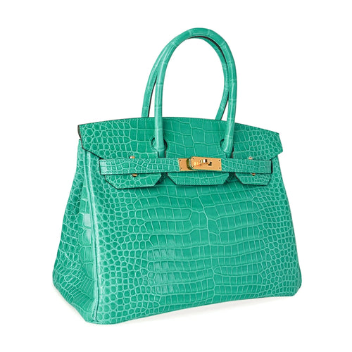 Jade Green Crocodile Gold Hardware Bag
