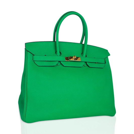 Vibrant Bamboo Green Structured Tote | Statement Luxury Handbag